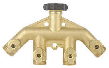 Gilmour 43HF High Flow Four Way Brass Shut Off Valve