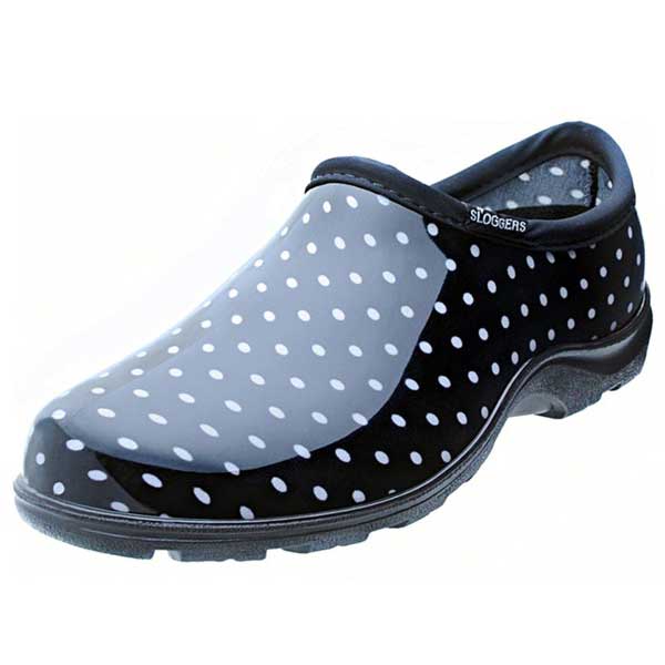 Black and White Polka Dot Garden Clogs