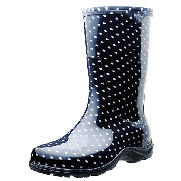 Black and White Polka Dot Rain Boots - Garden Shoes | Red Hill General ...