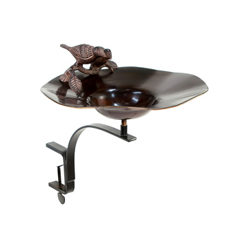 Achla BB-02AB-RM Antiqued Birdbath With Birds With Rail Mount Bracket