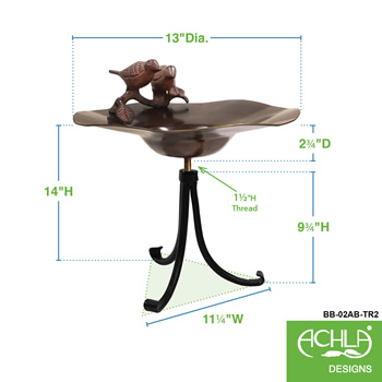 Achla BB-02AB-TR2 Antique Birds Birdbath With Tall Tripod Stand