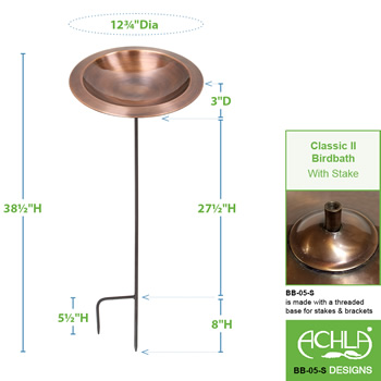 Achla BB-05-S Classic II Birdbath With Stake