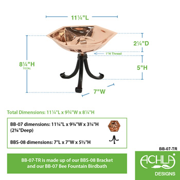Achla BB-07-TR Bee Fountain and Birdbath With Tripod Stand