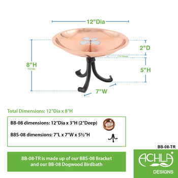 Achla BB-08-TR Dogwood Birdbath With Tripod Stand