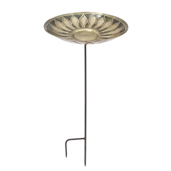 Achla BB-09-S Brass African Daisy Birdbath With Stake