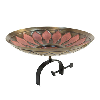 Achla BB-09R-OR Red African Daisy Birdbath With Over Rail Bracket