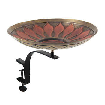 Achla BB-09R-RM Red African Daisy Birdbath With Rail Mount Bracket