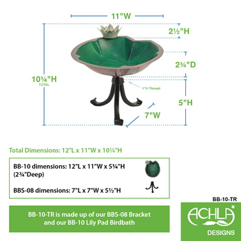 Achla BB-10-TR Lilypad Birdbath With Tripod Stand