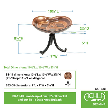 Achla BB-11-TR Dara Knot Birdbath With Tripod Stand