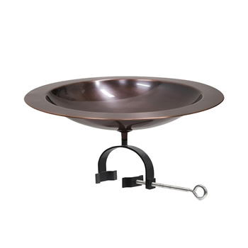 Achla BB-12T-OR2 18 Inch Classic Copper Birdbath With Over Rail Bracket