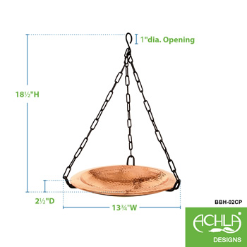 Achla BBH-02CP Hammered Copper Hanging Birdbath