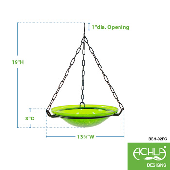 Achla BBH-02FG Fern Green 12 Inch Crackle Glass Hanging Birdbath
