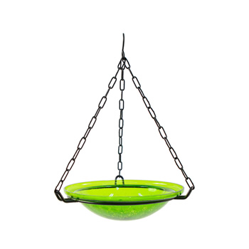 Achla BBH-02FG Fern Green 12 Inch Crackle Glass Hanging Birdbath