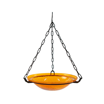 Achla BBH-02M 12 Inch Mandarin Crackle Glass Hanging Birdbath