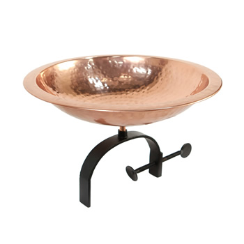 Achla BBHC-01T-OR Hammered Copper Birdbath With Over Rail Bracket