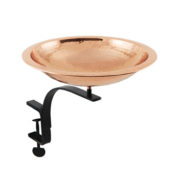 Achla BBHC-01T-RM Hammered Copper Birdbath With Rail Mount Bracket