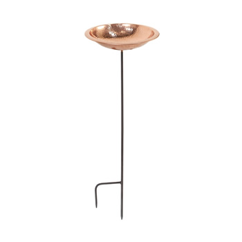 Achla BBHC-01T-S Hammered Copper Birdbath Bowl With Stake