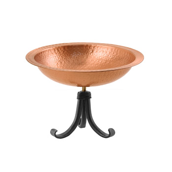 Achla BBHC-02T-TR Hammered Solid Copper Birdbath With Tripod Stand