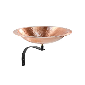 Achla BBHC-03T-WM Hammered Solid Copper Birdbath With Wall Mount Bracket