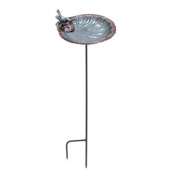 Achla BBM-01-S Scallop Shell Birdbath and Feeder With Stake