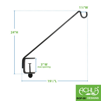 Achla BGP-08 Angled Rail Mount Pole