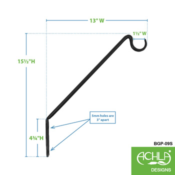 Achla BGP-09S 45 Degree 13 Inch Wall Mount Bracket