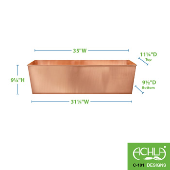 Achla C-101 Large Solid Copper Flower Box