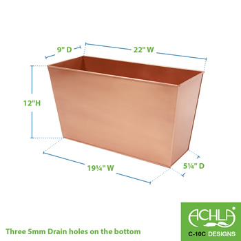 Achla C-10C Tall Copper Plated Flower Box