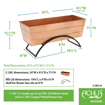 Achla C-20C-S Copper Odette Stand With Medium Flower Box