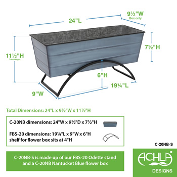 Achla C-20NB-S Blue Odette Stand With Medium Flower Box