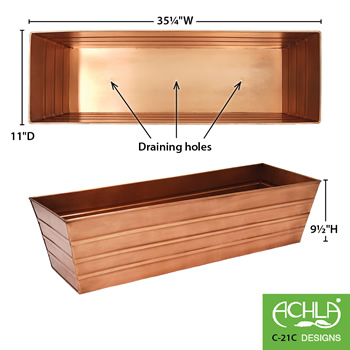 Achla C-21C Large Copper Plated Flower Box