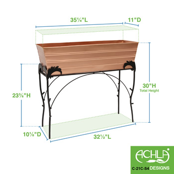 Achla C-21C-S4 30 Inch Large Copper Flower Box With Flora Stand
