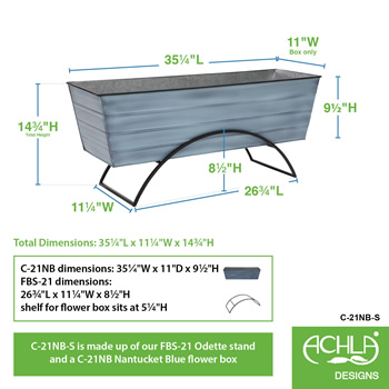 Achla C-21NB-S Blue Odette Stand With Large Flower Box