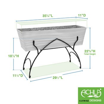 Achla C-21W-S2 Large Cape Cod White Flower Box With Bella Stand