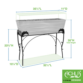 Achla C-21W-S4 30 Inch Large Cape Cod White Flower Box With Flora Stand