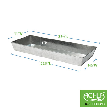 Achla C-91 24 Inch Antique Galvanized Steel Tray