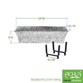 Achla C04-K6 Embossed Flower Box for 2x6 Inch Rail