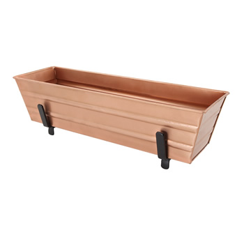 Achla C08C-K4 Small Copper Flower Box With Brackets for 2 x 4 Railings