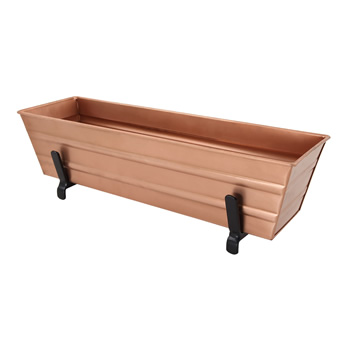 Achla C08C-K6 Small Copper Flower Box With Brackets for 2 x 6 Railings