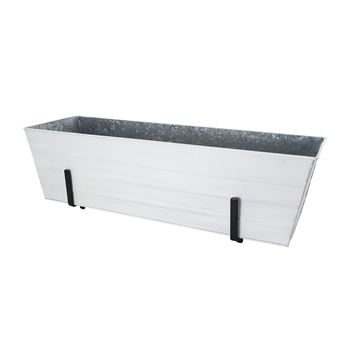 Achla C21W-K6 Large White Flower Box With Brackets for 2 x 6 Railings