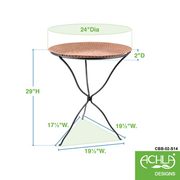 Achla CBB-02-S14 24 Inch Hammered Copper Birdbath With Ring Stand