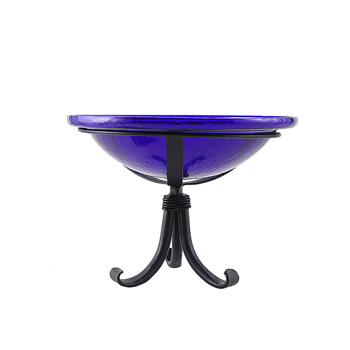 Achla CGB-01CB-TR 12 Inch Cobalt Blue Crackle Birdbath With Tripod Stand