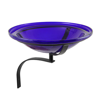 Achla CGB-01CB-WM 12 Inch Cobalt Blue Crackle Birdbath With Wall Mount Bracket