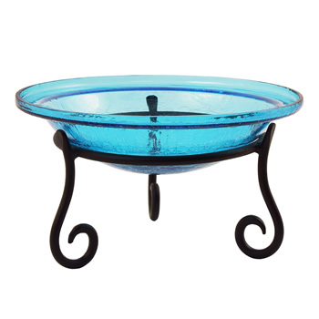 Achla CGB-07T-S1 12 Inch Teal Crackle Birdbath With Short Stand