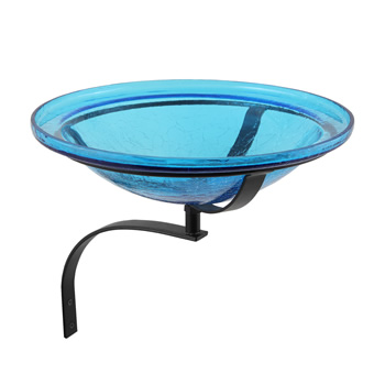 Achla CGB-07T-WM 12 Inch Teal Crackle Birdbath With Wall Mount Bracket