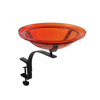 Achla CGB-09R-RM 12 Inch Red Crackle Birdbath With Rail Mount Bracket