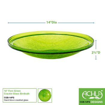 Achla CGB-14FG Fern Green 14 Inch Crackle Glass Bowl