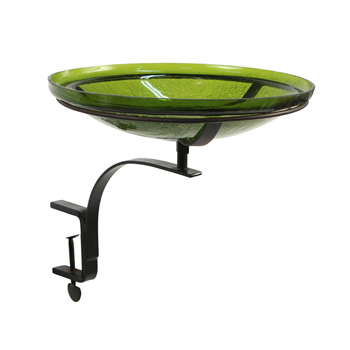 Achla CGB-14FG-RM Fern Green 14 Inch Crackle Bowl With Rail Mount Bracket