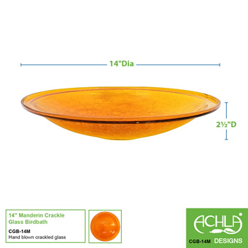 Achla CGB-14M Mandarin 14 Inch Crackle Glass Bowl