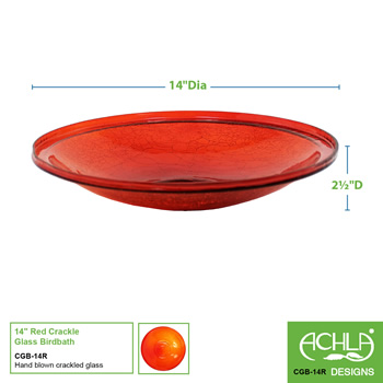 Achla CGB-14R Red 14 Inch Crackle Glass Bowl